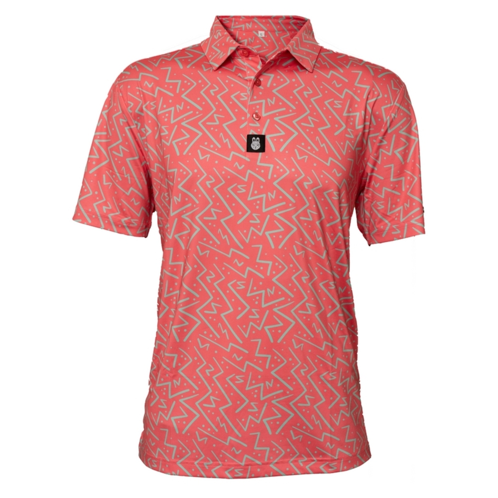 Stylish Coral Patterned Polo Shirt